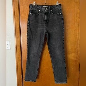 Madewell The Perfect Vintage High Rise Black Jeans with Straight Leg